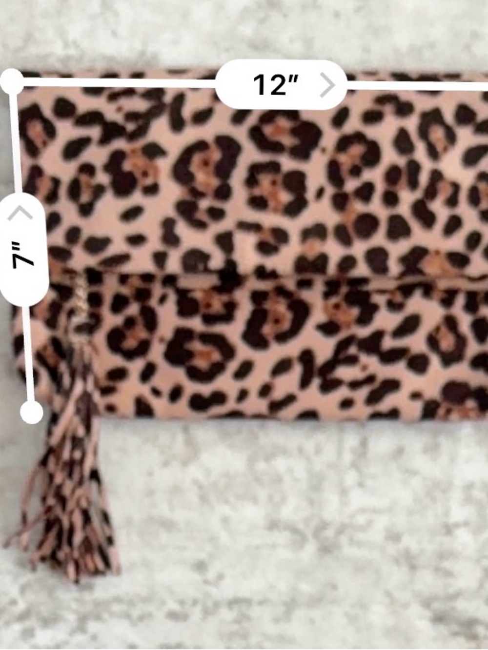 Leopard Print Fold-Over Clutch with Tassel - Picture 5 of 6